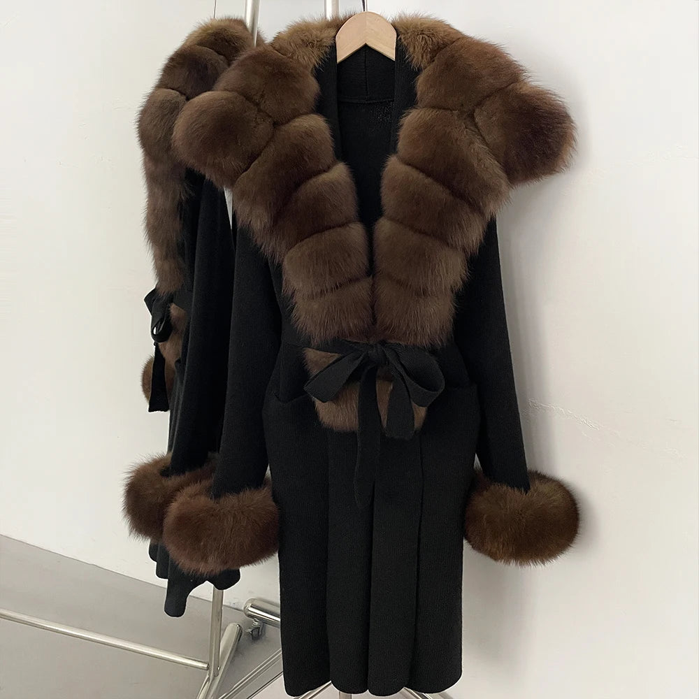 Sienna Fur-Trim Knit Cardigan