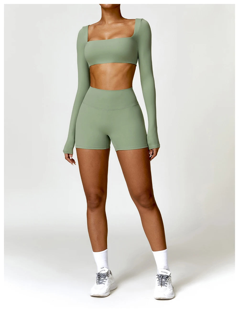 Women Two Pieces Fitness Yoga Set Solid Color Stretchy Soft Gym Suit Breathable Quick Running Sportswear Female Workout Clothes