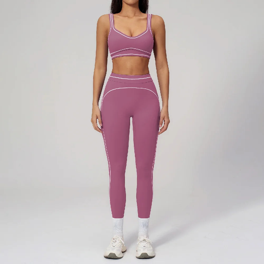 2PCS Yoga Set Gym Fitness Suits Outdoor Sports Outfits Women's Yoga Suit Sports Bra High Waist Leggings Sportswear Athletic Wear