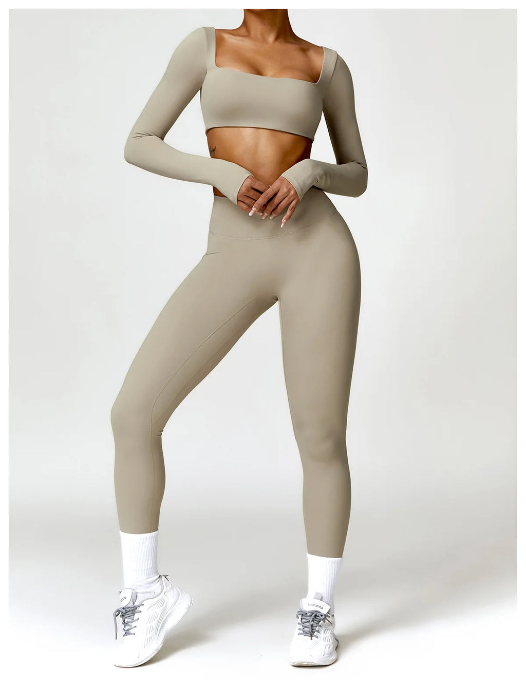 New Summer Long sleeve Shirt Sports Set Women Fitness Yoga Suit Crop Top High Waist Gym Set Women Quick-Dry 2Pcs Yoga Clothes