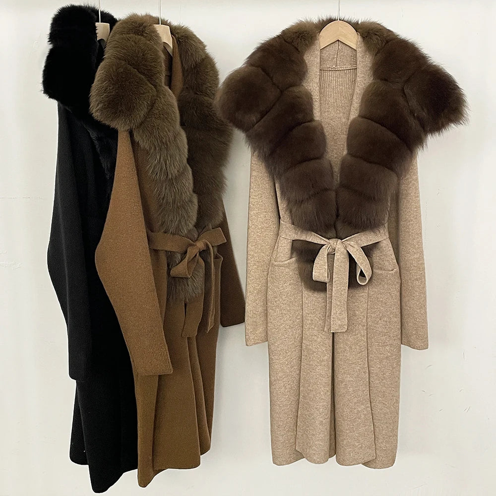 Sienna Fur-Trim Knit Cardigan