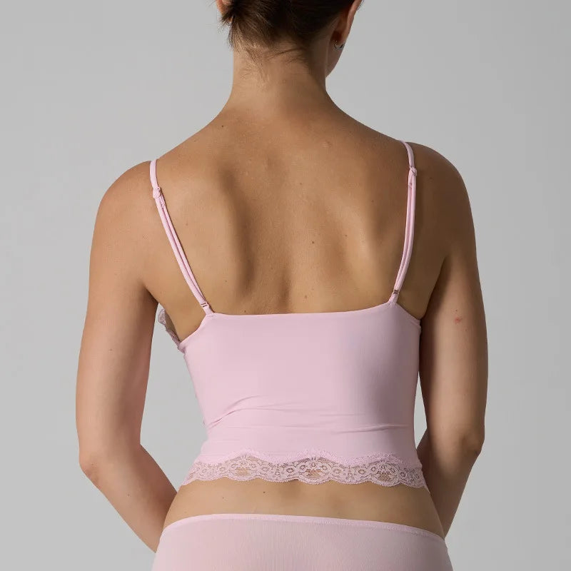 Thin Sleeveless Vest Skin-friendly Sexy Lace Camisoles Adjustable Deep V Suspenders Women Lingerie Underwear Tanks Lady Tanktop