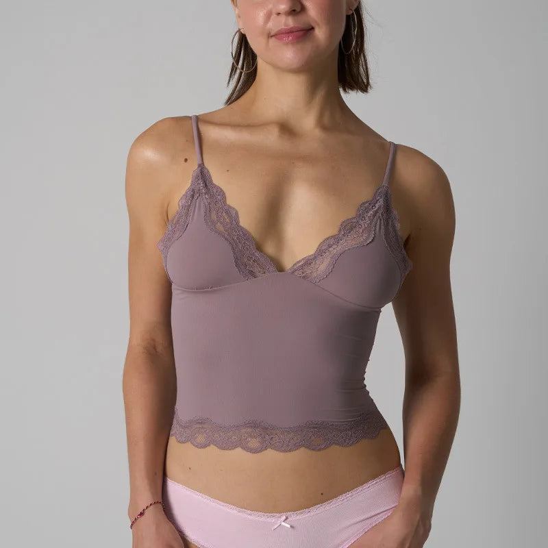 Thin Sleeveless Vest Skin-friendly Sexy Lace Camisoles Adjustable Deep V Suspenders Women Lingerie Underwear Tanks Lady Tanktop