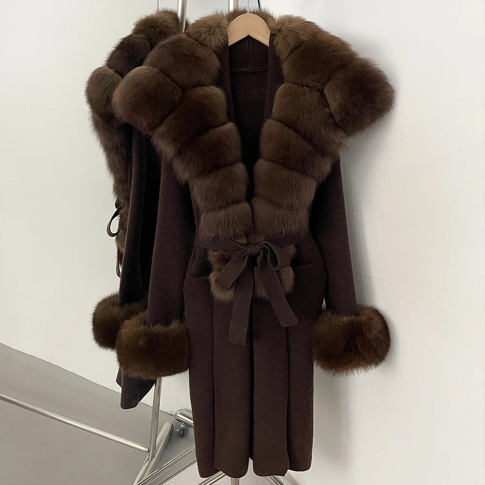 Sienna Fur-Trim Knit Cardigan