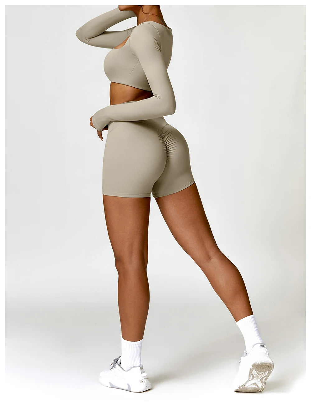 Women Two Pieces Fitness Yoga Set Solid Color Stretchy Soft Gym Suit Breathable Quick Running Sportswear Female Workout Clothes
