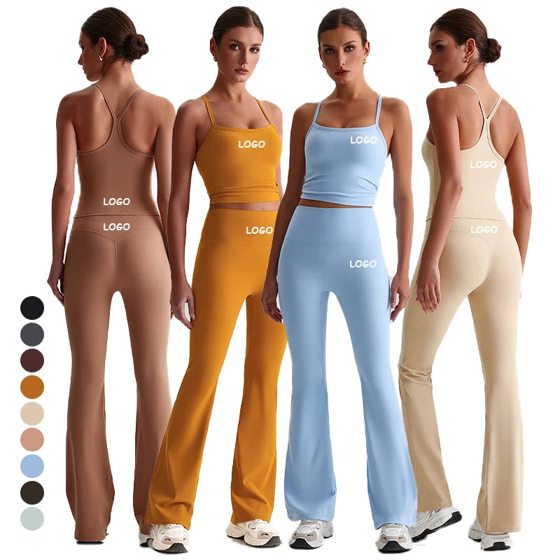 New Arrival Hot Sale Women's Solid 2-Piece Yoga Set Eco-Friendly Breathable Lightweight Quick Dry Spandex/Nylon High Quality OEM