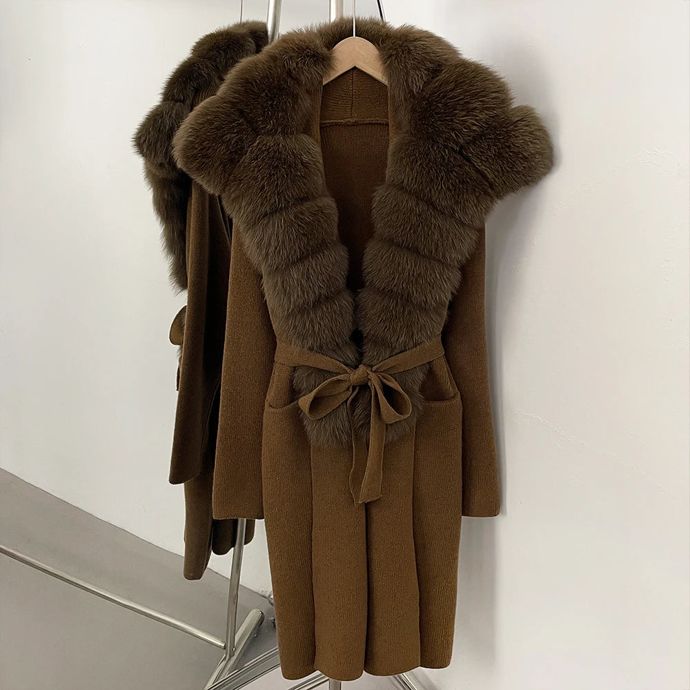 Sienna Fur-Trim Knit Cardigan