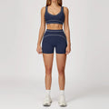 2PCS Yoga Suit Sportswear Women Tracksuit Sports Bra High Waist Legging Shorts Outfit Gym Set Fitness Running Workout Clothes