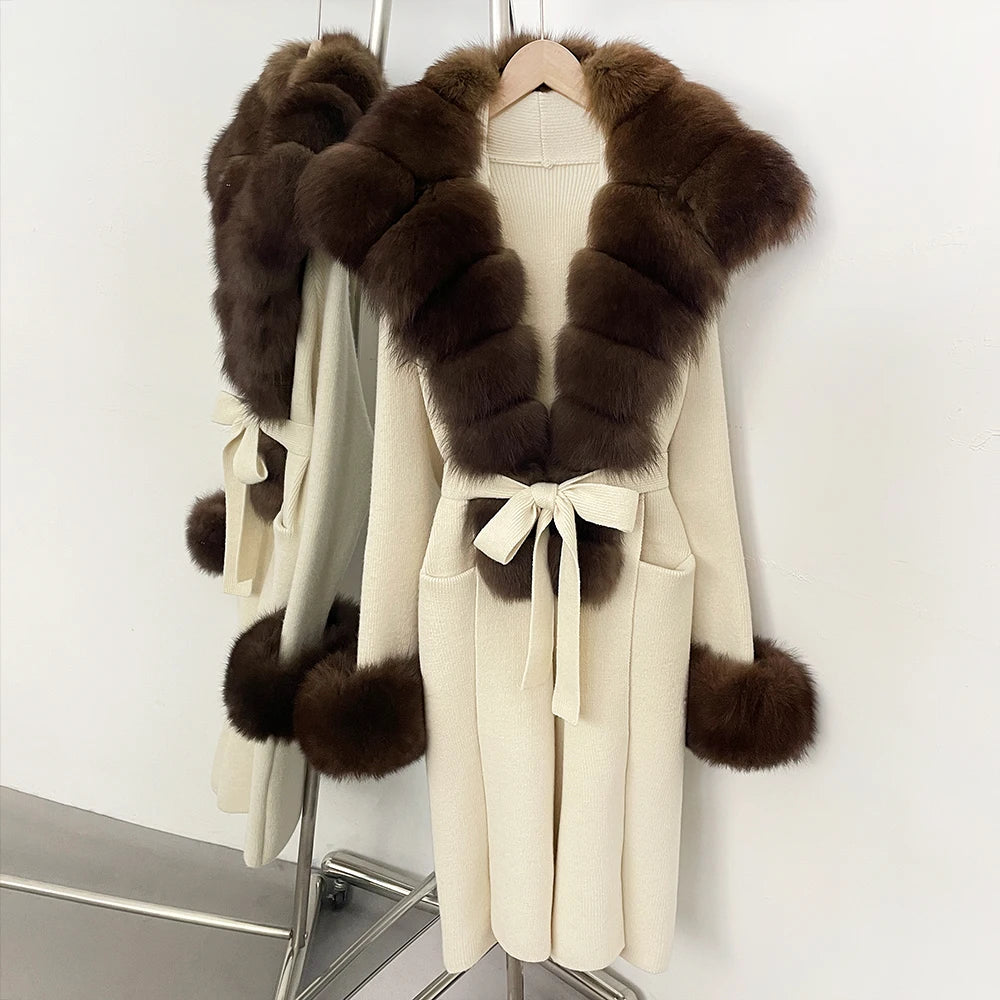 Sienna Fur-Trim Knit Cardigan