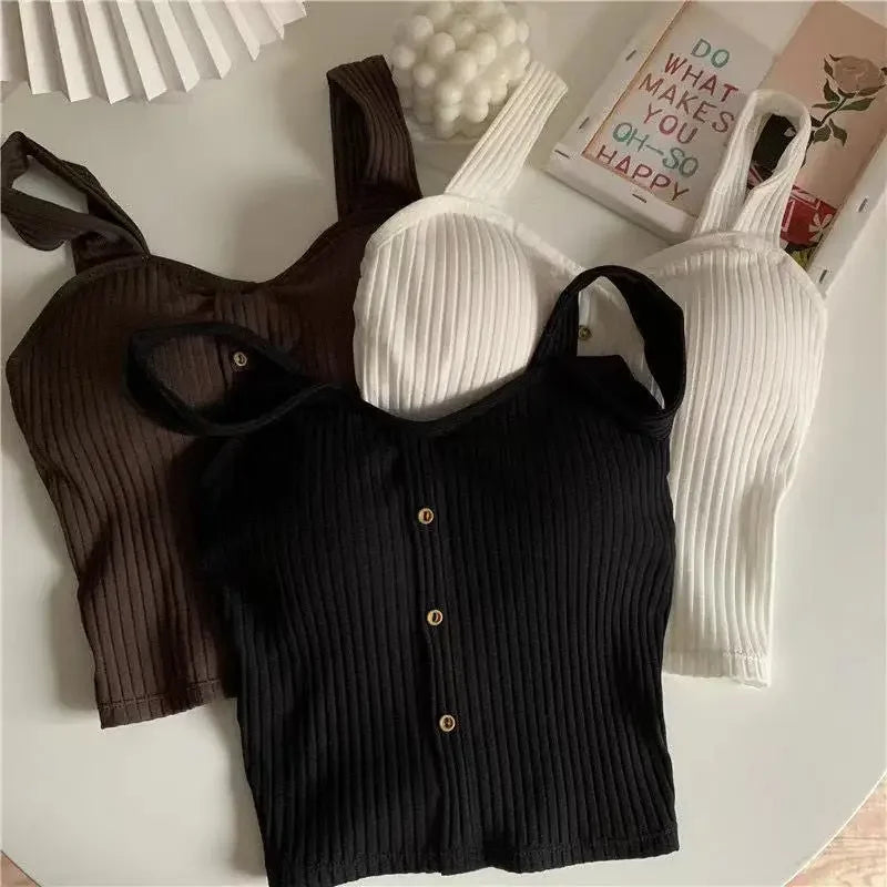 Élan Ribbed Button Top