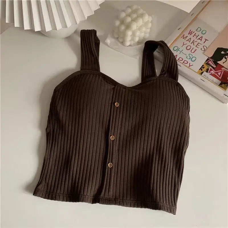 Élan Ribbed Button Top