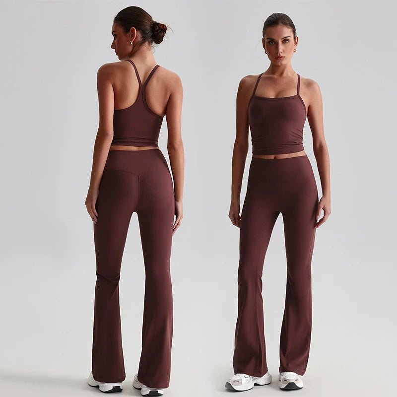 New Arrival Hot Sale Women's Solid 2-Piece Yoga Set Eco-Friendly Breathable Lightweight Quick Dry Spandex/Nylon High Quality OEM
