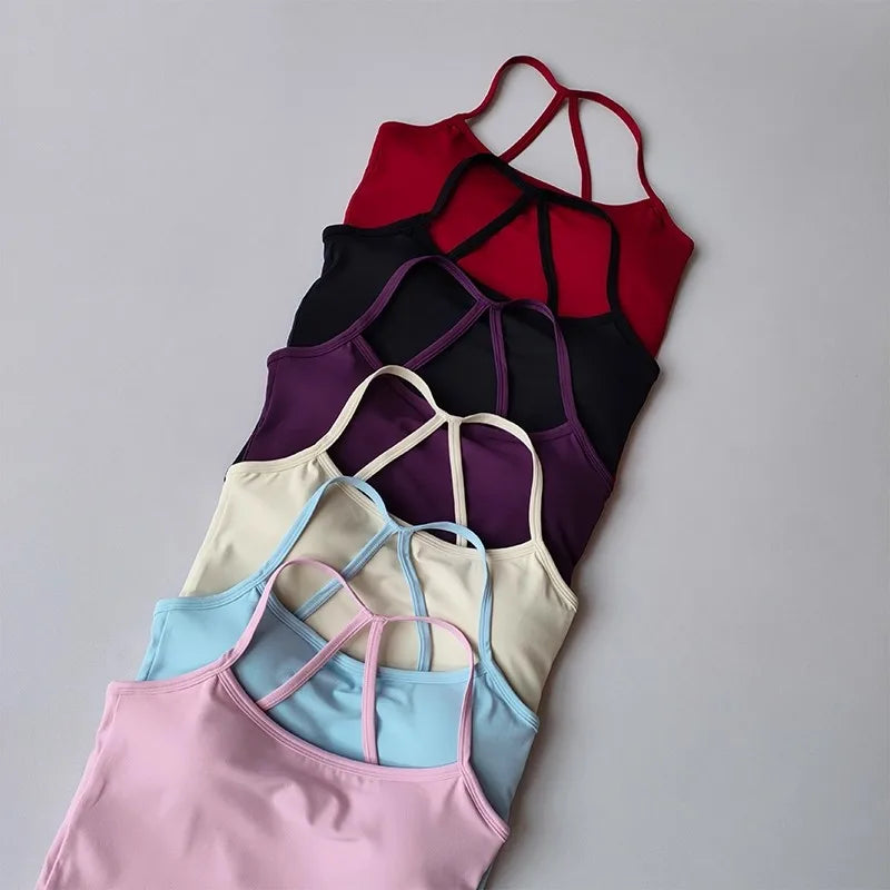 Women's Cross Back Yoga Sports Bra Gym Tank Top Push-Up Workout Bra Fitness Vest Comfortable 'Naked Feeling'Gym Bra Fitness Wear