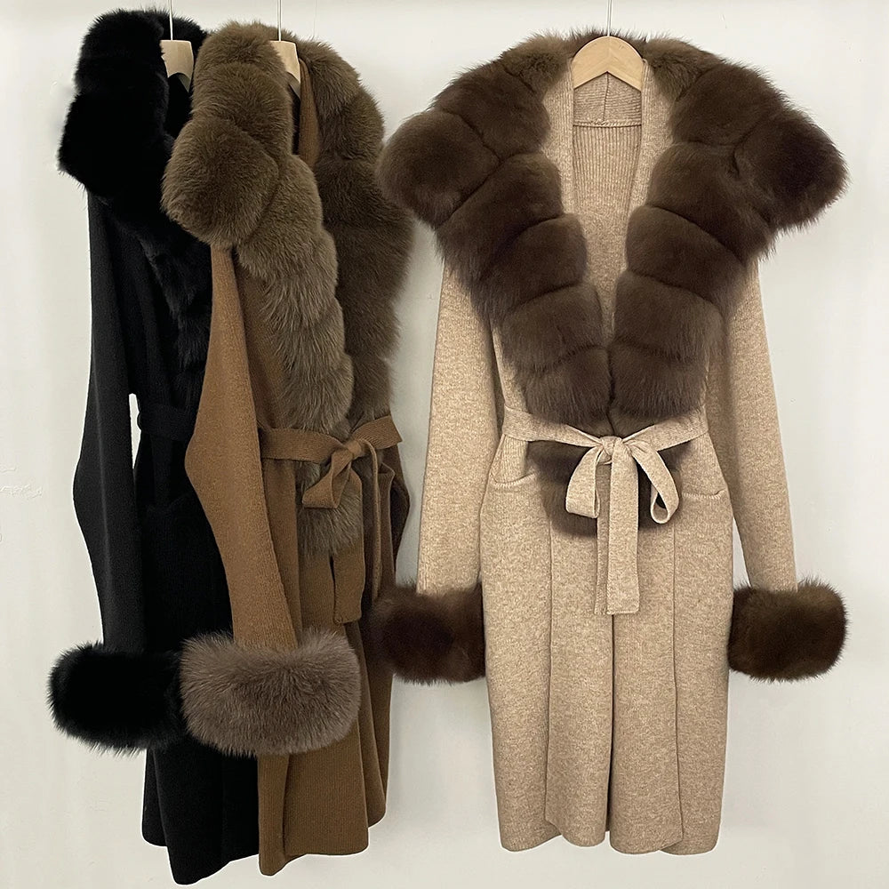 Sienna Fur-Trim Knit Cardigan