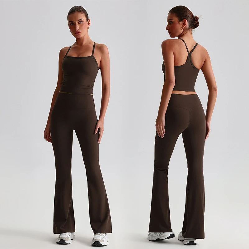 New Arrival Hot Sale Women's Solid 2-Piece Yoga Set Eco-Friendly Breathable Lightweight Quick Dry Spandex/Nylon High Quality OEM