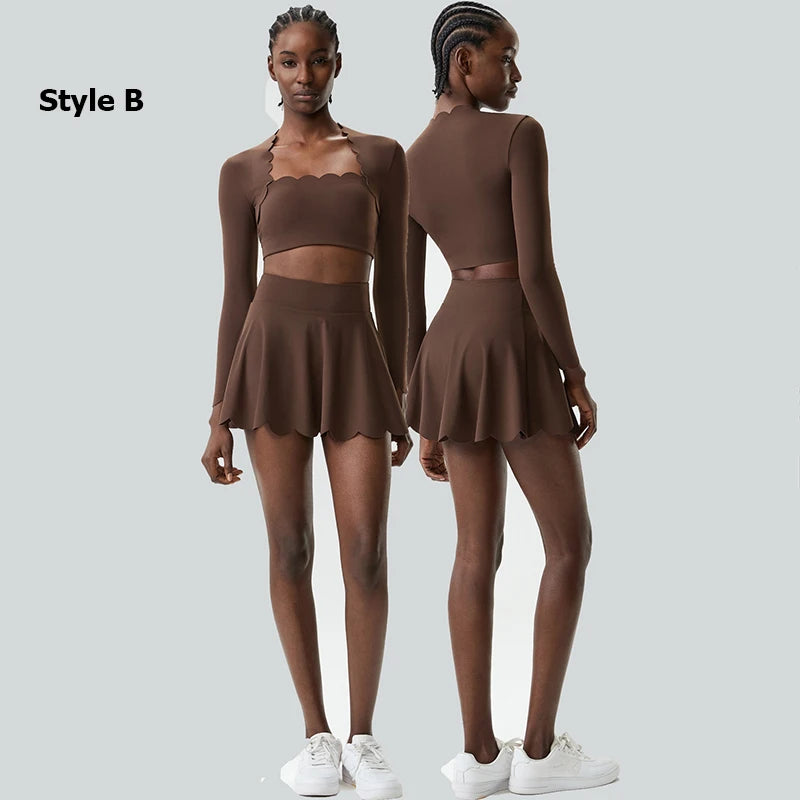 Two Pieces Fitness Yoga Set Women Summer Outdoor Running Suit Breathable Quick Dry Tennis Sportswear Female Workout Clothes