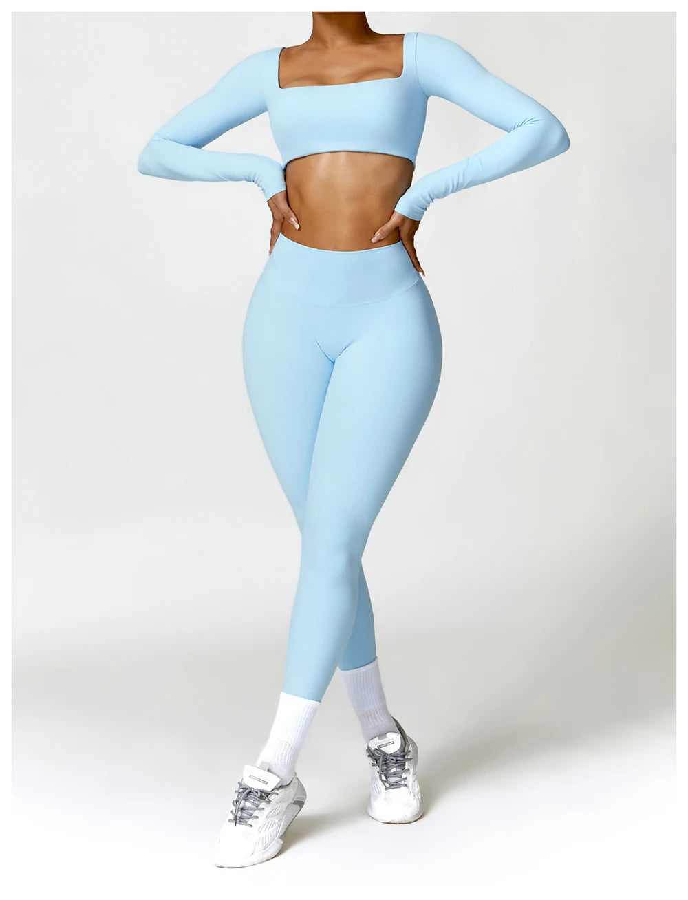 Women Two Pieces Fitness Yoga Set Solid Color Stretchy Soft Gym Suit Breathable Quick Running Sportswear Female Workout Clothes