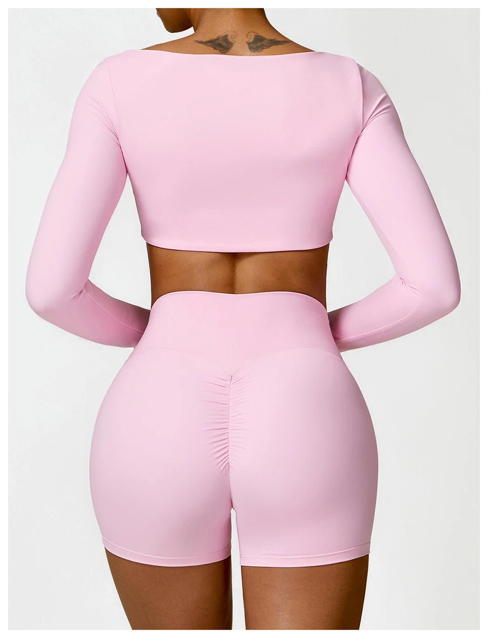 Women Two Pieces Fitness Yoga Set Solid Color Stretchy Soft Gym Suit Breathable Quick Running Sportswear Female Workout Clothes