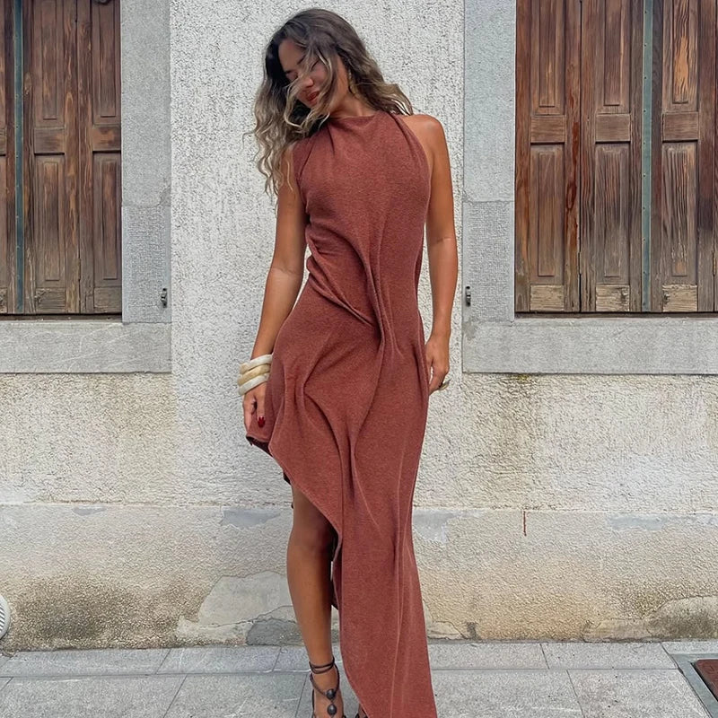 Sculpted Halter Maxi Dress