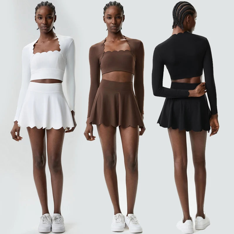 Two Pieces Fitness Yoga Set Women Summer Outdoor Running Suit Breathable Quick Dry Tennis Sportswear Female Workout Clothes