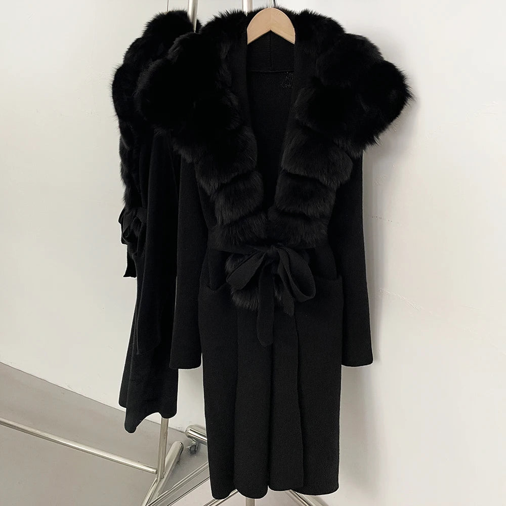 Sienna Fur-Trim Knit Cardigan