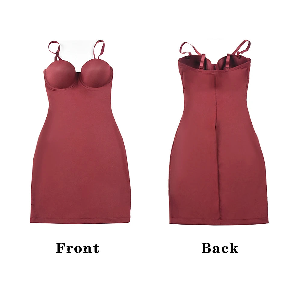 Shapewear Women Sexy Dress Control Slips Dress With Bra Push Up Slimming Sheath Underwear Body Shaper Waist Trainer Corset