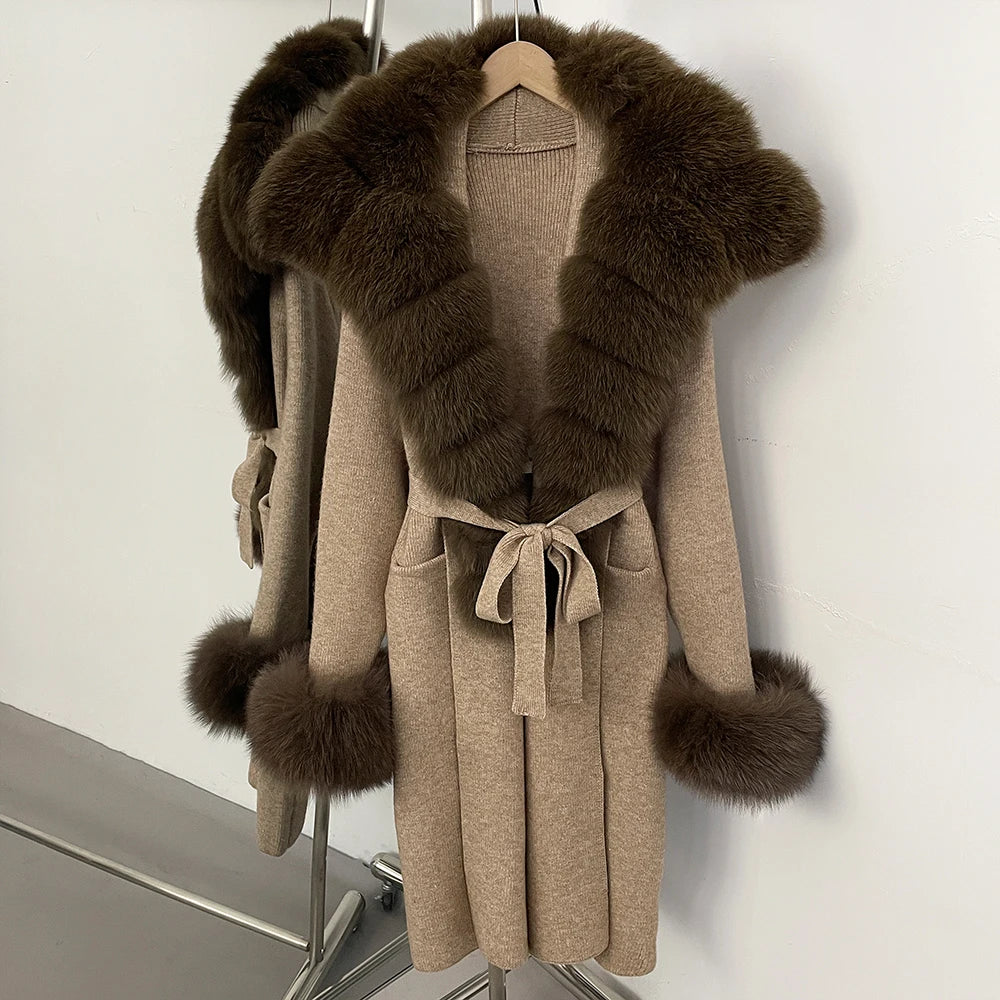 Sienna Fur-Trim Knit Cardigan
