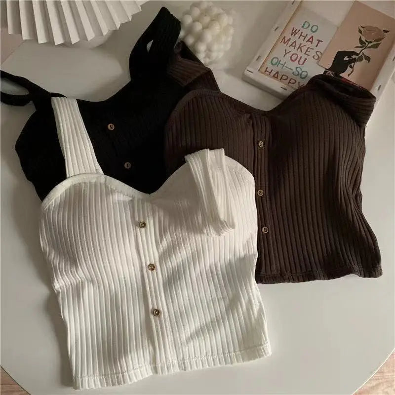 Élan Ribbed Button Top