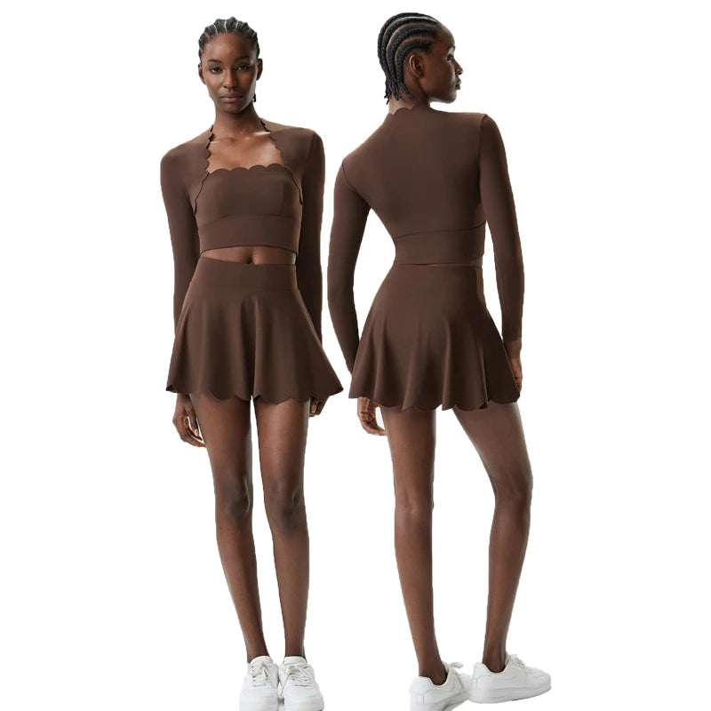 Two Pieces Fitness Yoga Set Women Summer Outdoor Running Suit Breathable Quick Dry Tennis Sportswear Female Workout Clothes