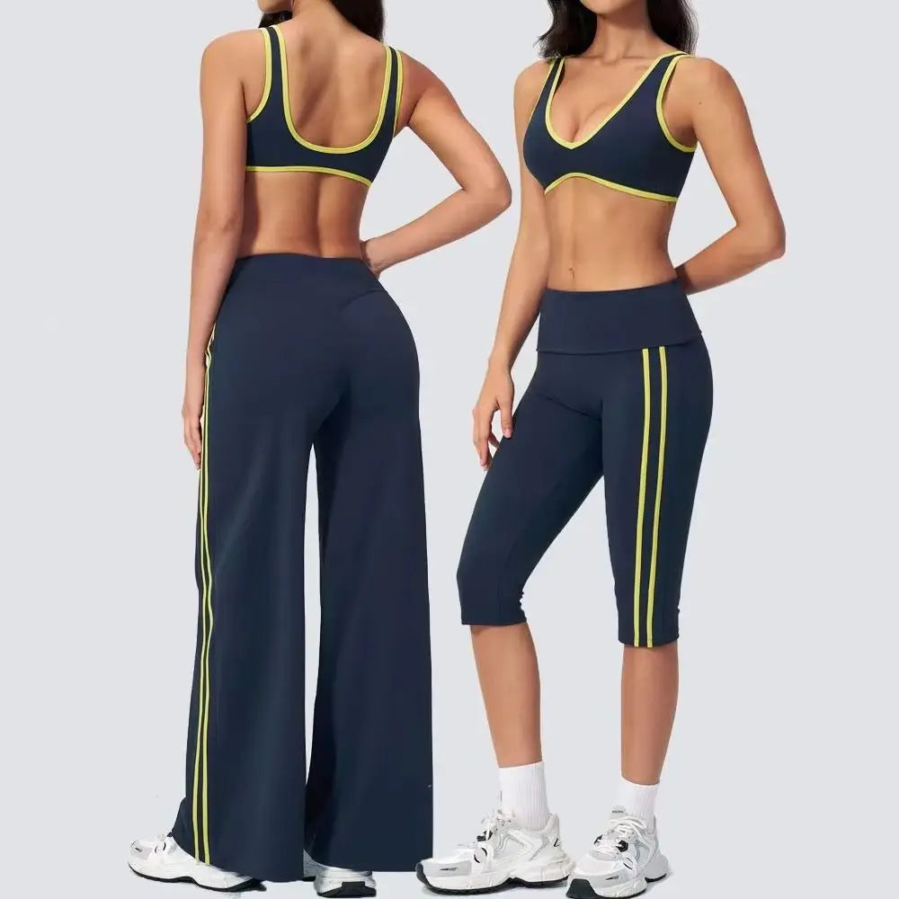 Sports Set 2pcs Yoga Suit Quick-dry Gym Running Set Workout Bra Capri Pants Sports Outfits Ventilate Sportswear Women Tracksuit