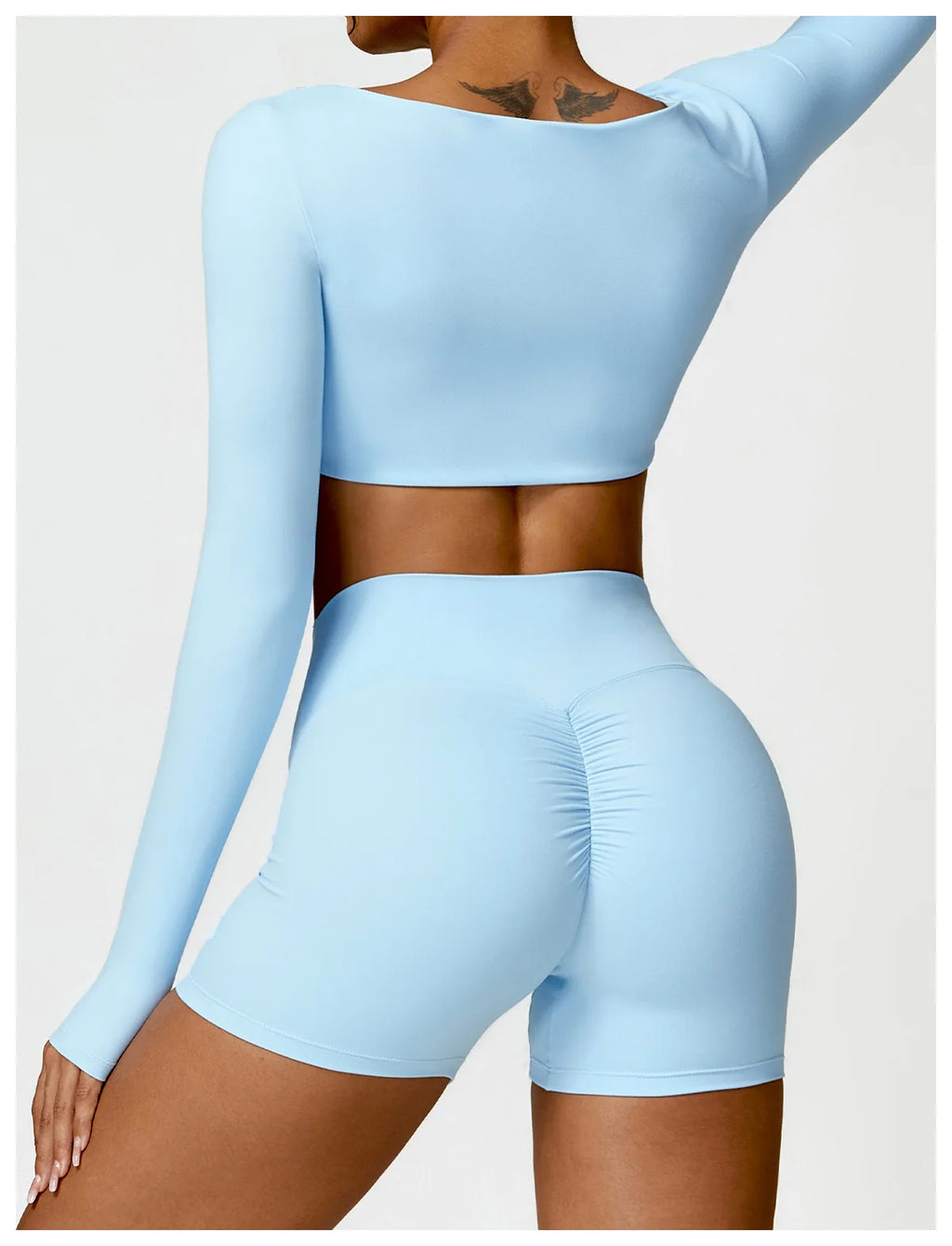 New Summer Long sleeve Shirt Sports Set Women Fitness Yoga Suit Crop Top High Waist Gym Set Women Quick-Dry 2Pcs Yoga Clothes