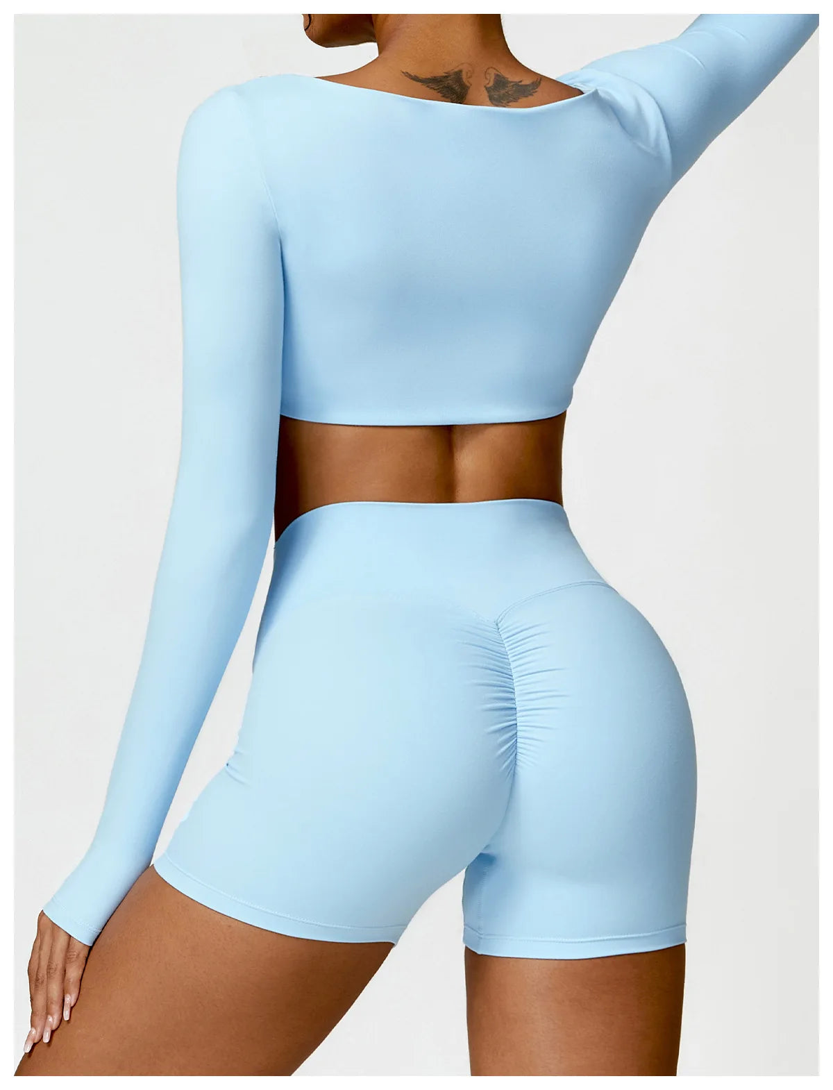 New Summer Long sleeve Shirt Sports Set Women Fitness Yoga Suit Crop Top High Waist Gym Set Women Quick-Dry 2Pcs Yoga Clothes