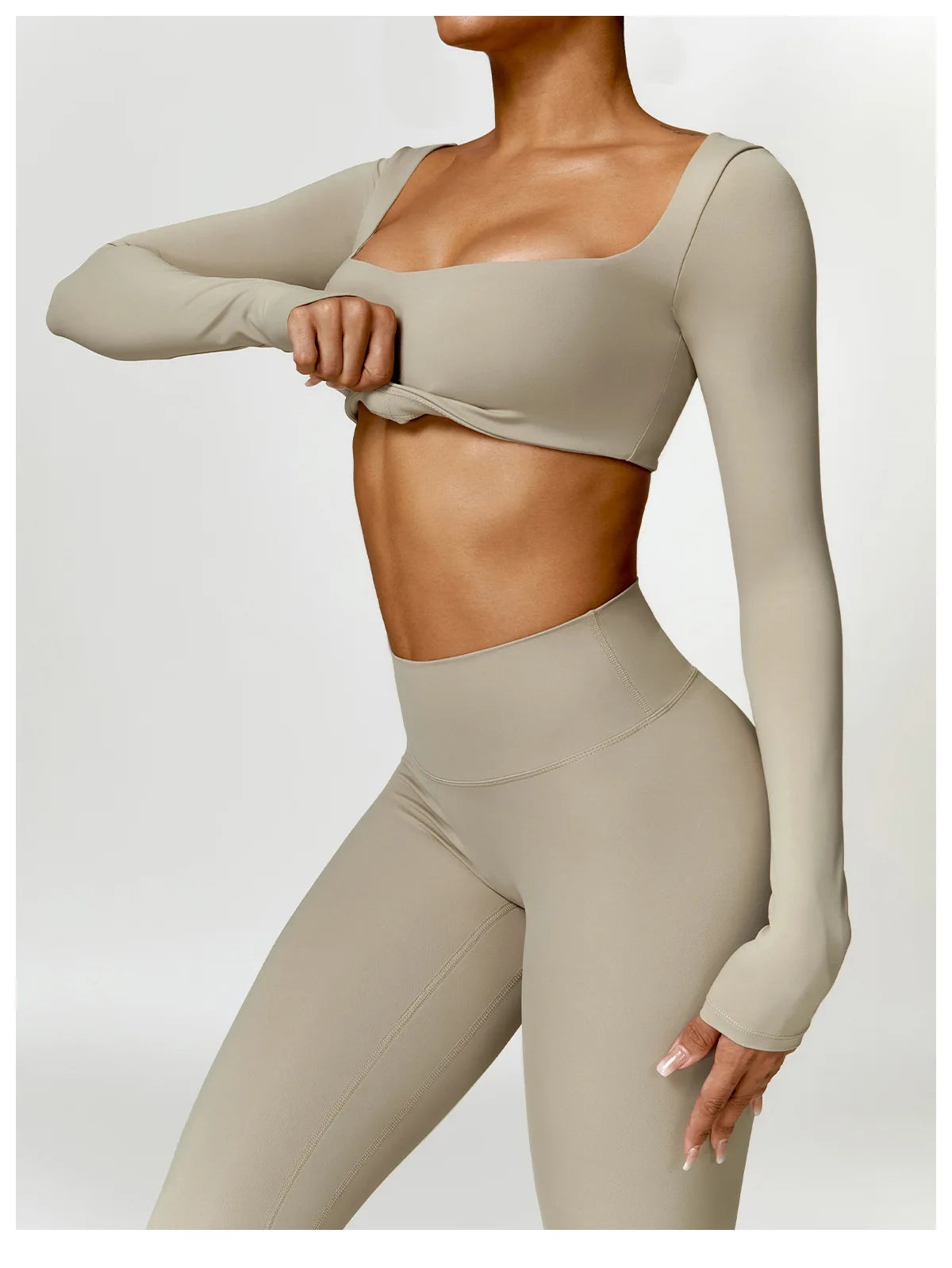 New Summer Long sleeve Shirt Sports Set Women Fitness Yoga Suit Crop Top High Waist Gym Set Women Quick-Dry 2Pcs Yoga Clothes