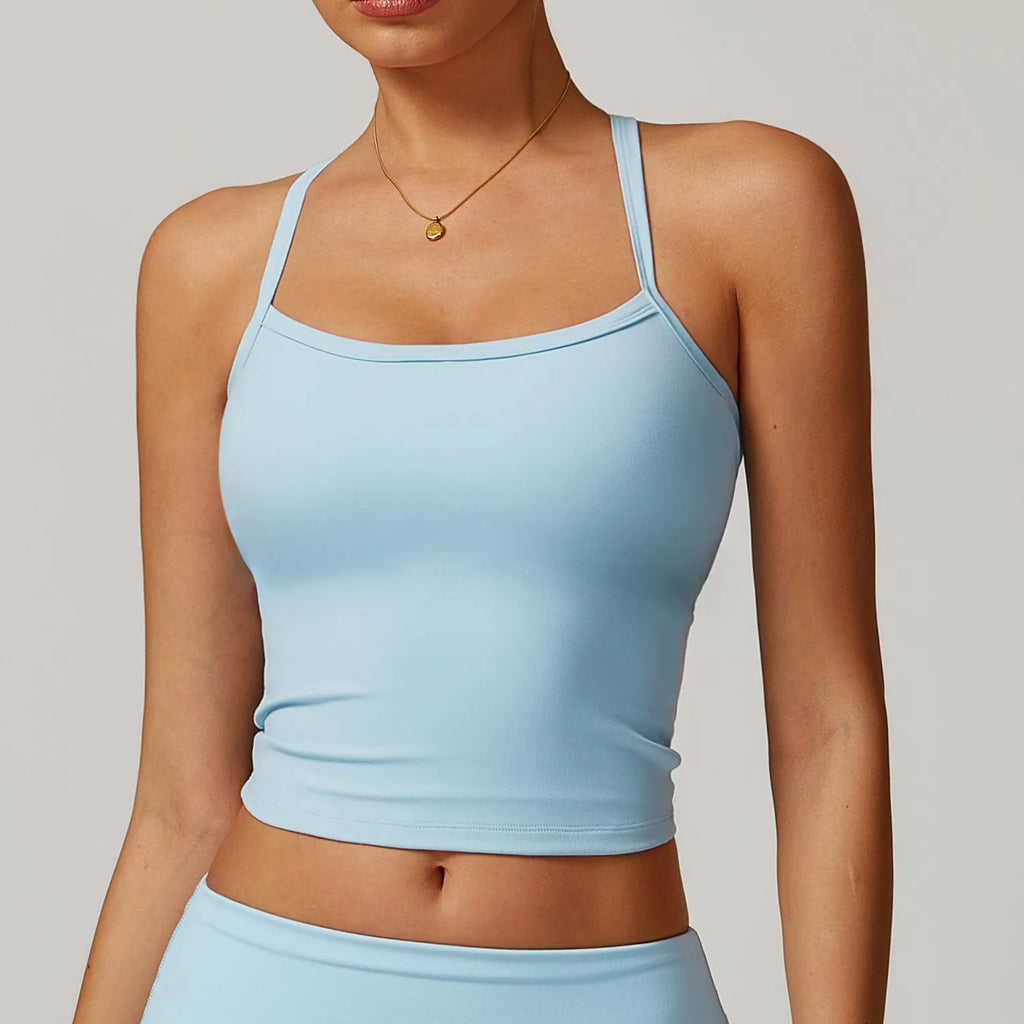 Women's Cross Back Yoga Sports Bra Gym Tank Top Push-Up Workout Bra Fitness Vest Comfortable 'Naked Feeling'Gym Bra Fitness Wear