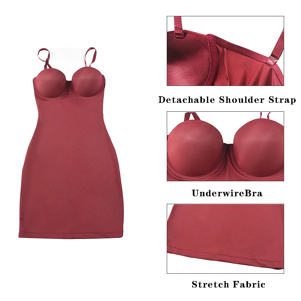 Shapewear Women Sexy Dress Control Slips Dress With Bra Push Up Slimming Sheath Underwear Body Shaper Waist Trainer Corset