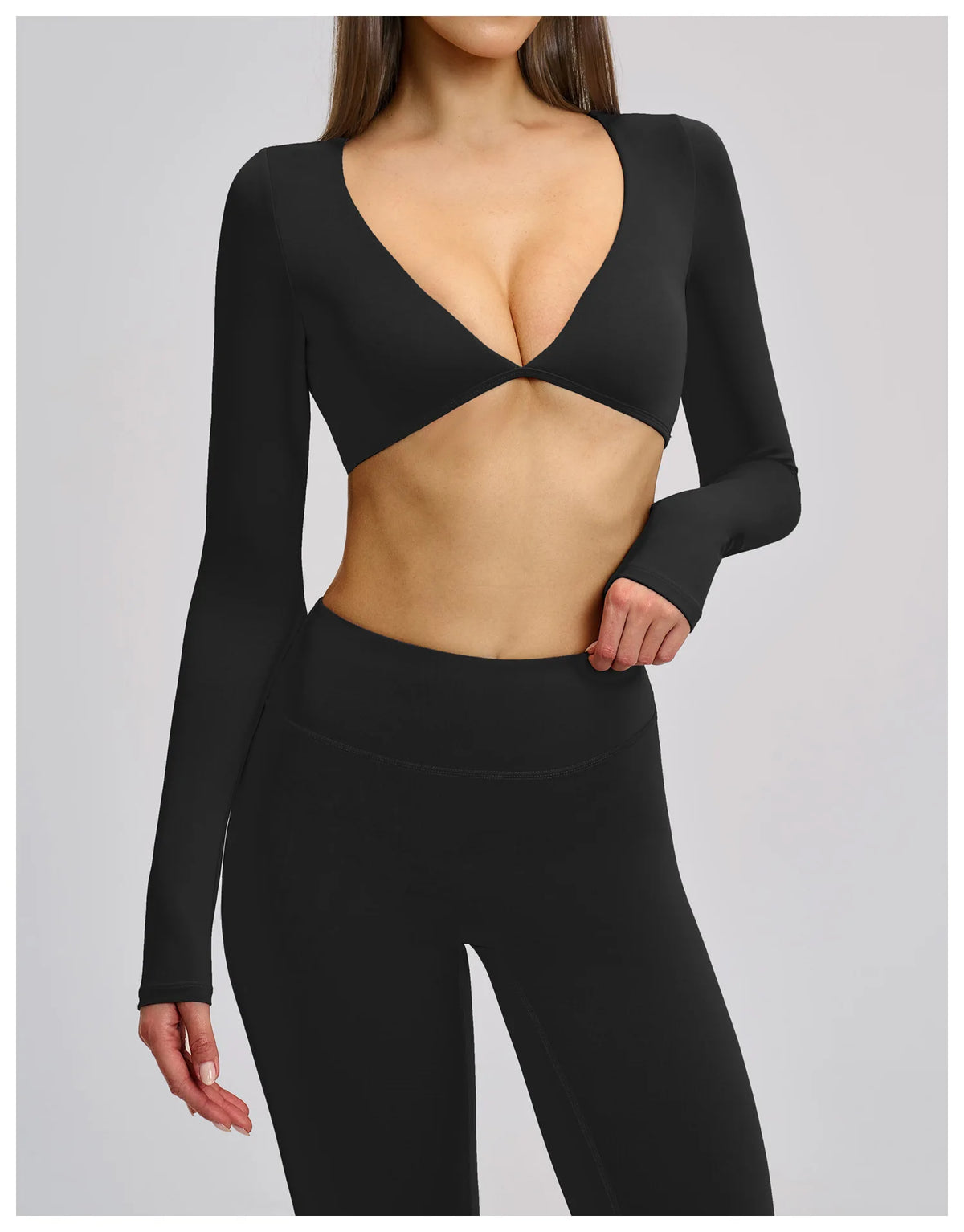 Sports Yoga Long Sleeve V T-shirt Sportswear Woman Gym Women's Female Clothing Slim Fit Sportswear Workout Clothes Fitness Wear