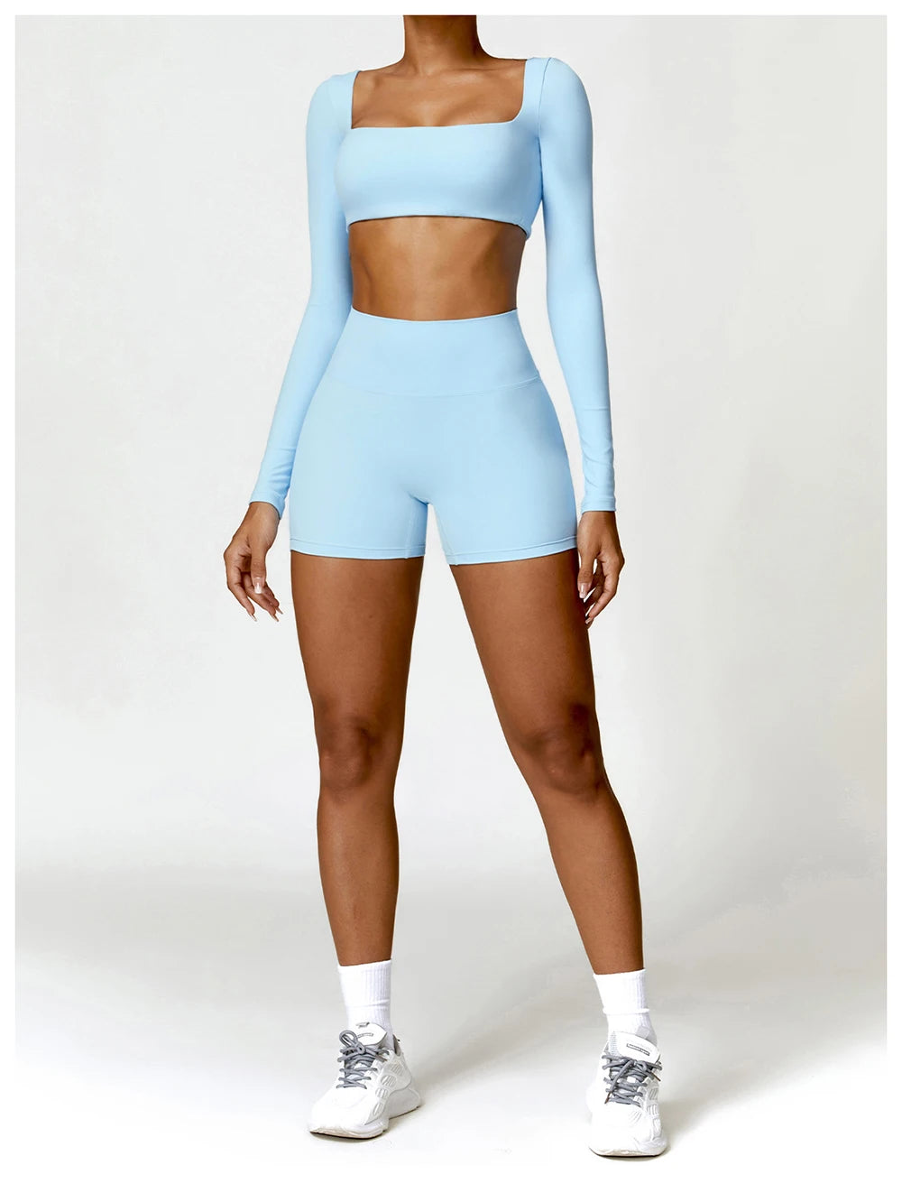 Women Two Pieces Fitness Yoga Set Solid Color Stretchy Soft Gym Suit Breathable Quick Running Sportswear Female Workout Clothes