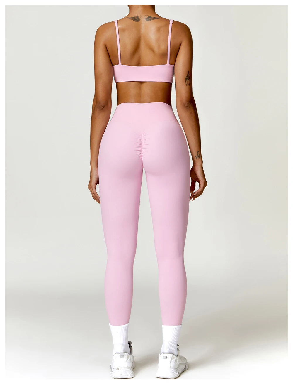 Women Two Pieces Fitness Yoga Set Solid Color Stretchy Soft Gym Suit Breathable Quick Running Sportswear Female Workout Clothes