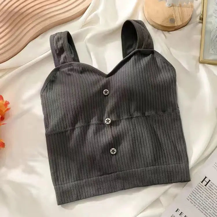 Élan Ribbed Button Top