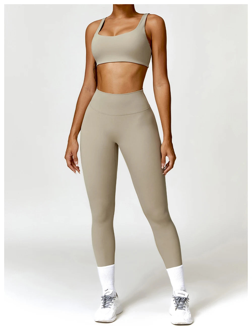 Women Two Pieces Fitness Yoga Set Solid Color Stretchy Soft Gym Suit Breathable Quick Running Sportswear Female Workout Clothes