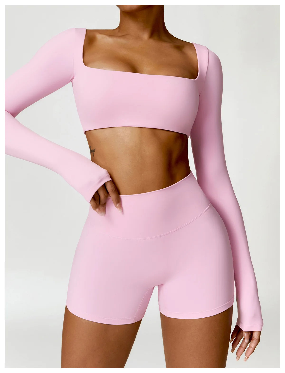 New Summer Long sleeve Shirt Sports Set Women Fitness Yoga Suit Crop Top High Waist Gym Set Women Quick-Dry 2Pcs Yoga Clothes