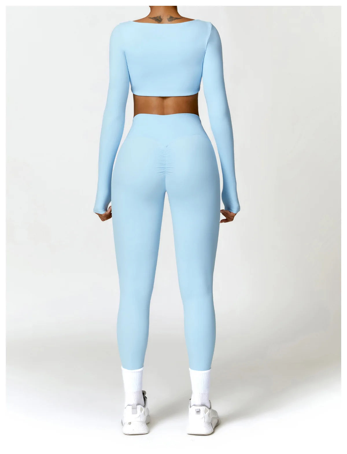 New Summer Long sleeve Shirt Sports Set Women Fitness Yoga Suit Crop Top High Waist Gym Set Women Quick-Dry 2Pcs Yoga Clothes