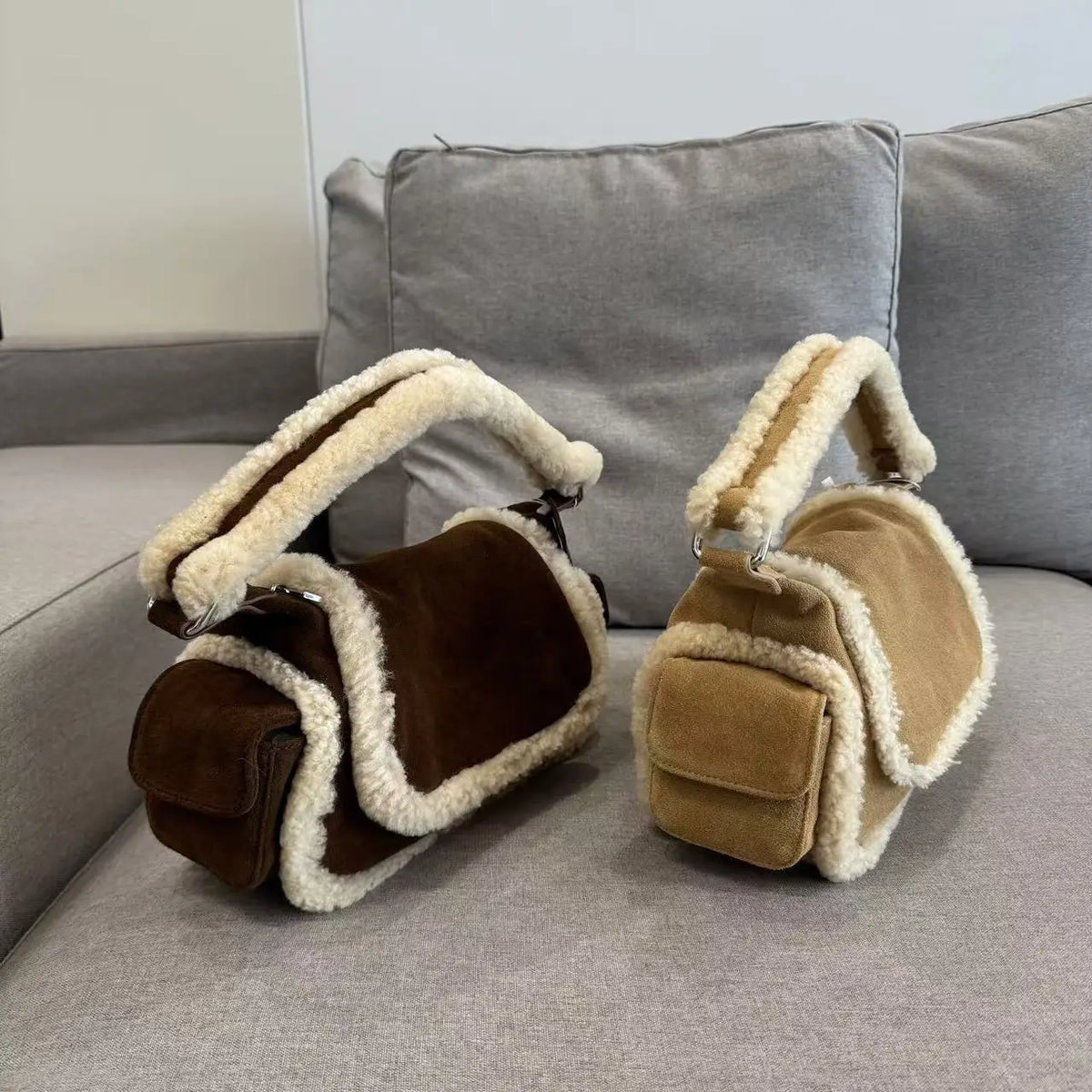 Elara Shearling Shoulder Bag