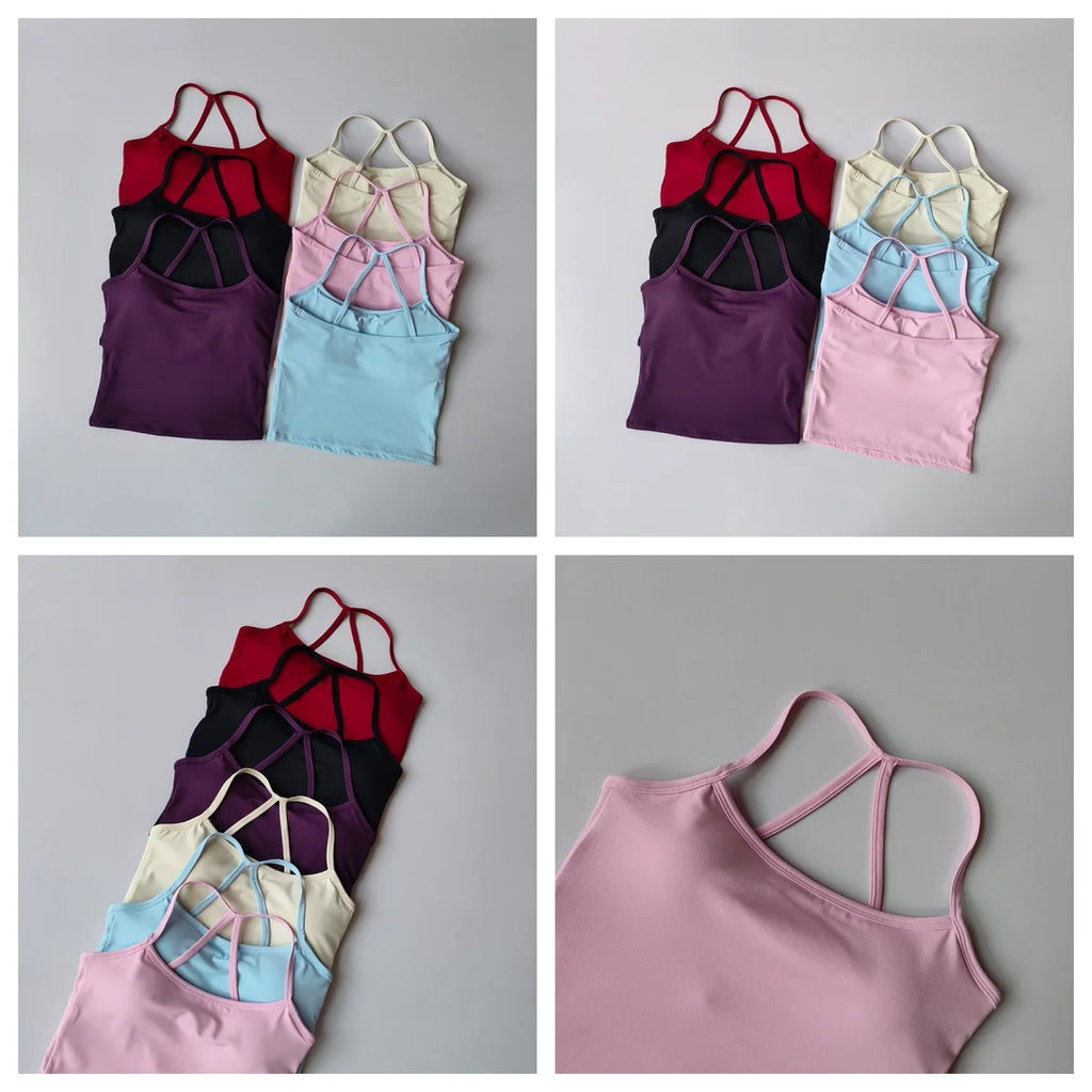 Women's Brushed Back Yoga Tank, Quick Dry Workout Vest with Back Support, Breathable Running Top for Gym & Outdoor