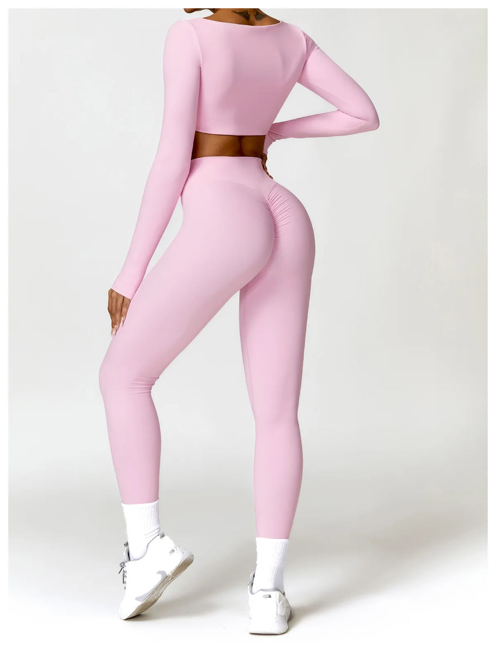 New Summer Long sleeve Shirt Sports Set Women Fitness Yoga Suit Crop Top High Waist Gym Set Women Quick-Dry 2Pcs Yoga Clothes