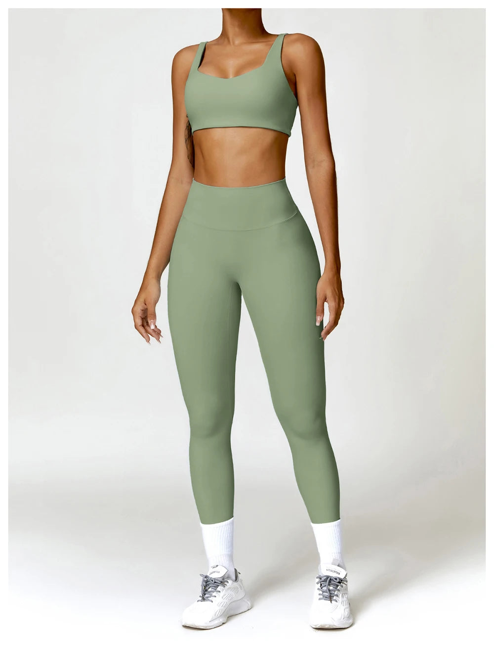 Women Two Pieces Fitness Yoga Set Solid Color Stretchy Soft Gym Suit Breathable Quick Running Sportswear Female Workout Clothes