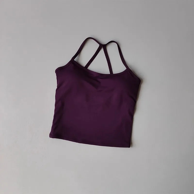 Women's Cross Back Yoga Sports Bra Gym Tank Top Push-Up Workout Bra Fitness Vest Comfortable 'Naked Feeling'Gym Bra Fitness Wear