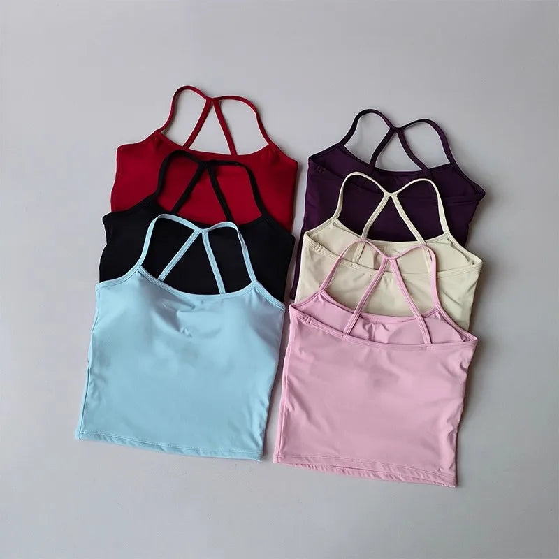 Women's Cross Back Yoga Sports Bra Gym Tank Top Push-Up Workout Bra Fitness Vest Comfortable 'Naked Feeling'Gym Bra Fitness Wear