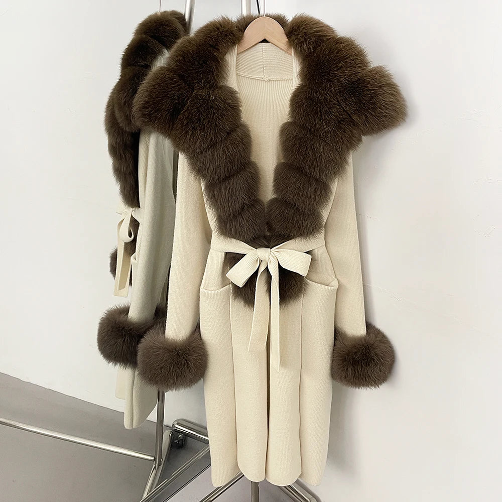 Sienna Fur-Trim Knit Cardigan