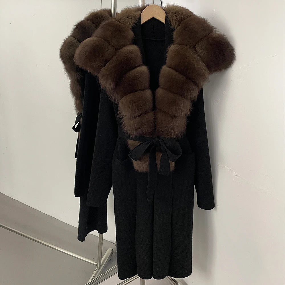 Sienna Fur-Trim Knit Cardigan